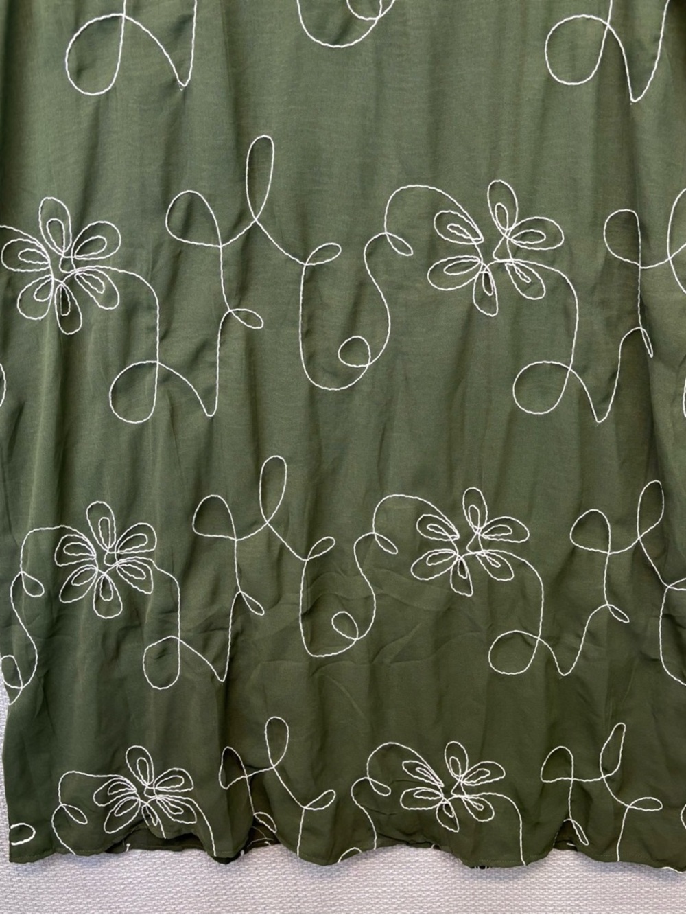 Anthropologie Kindred Maxi Shirt Dress 2X Embroidery Smocked Green Floral - Picture 5 of 9